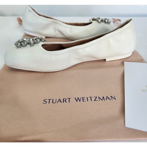 Stuart Weitzman Crystal Fleur women's ballet flats white size 6.5 NIB - Picture 5 of 9